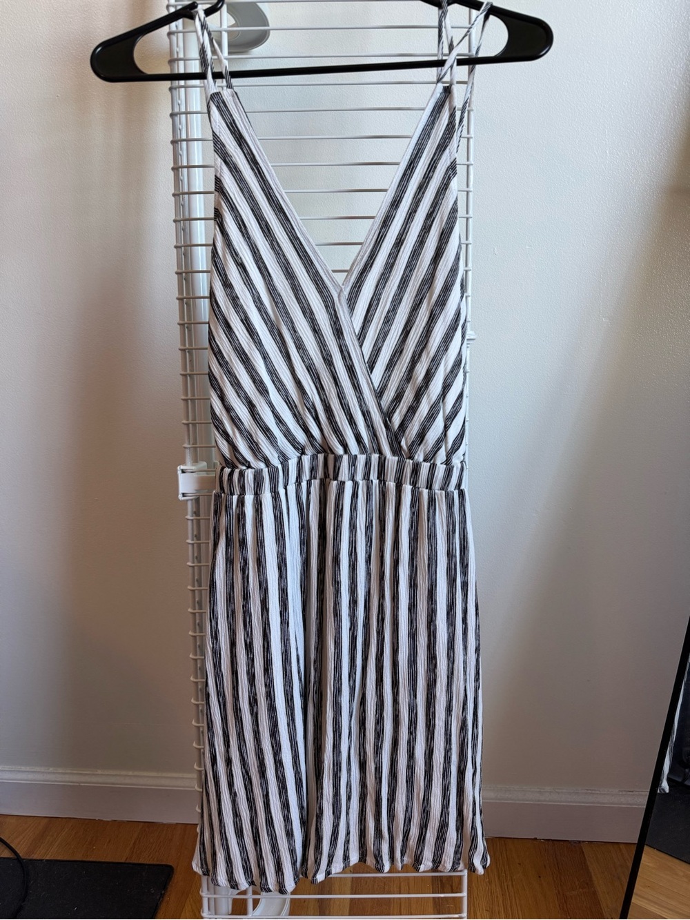 Lulu's Black & White Striped V-Neck Sleeveless Dress